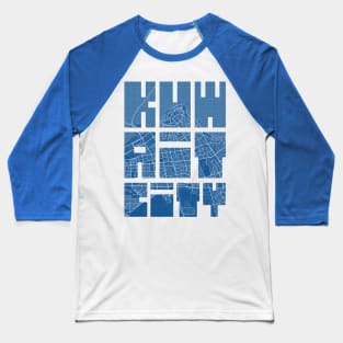 Kuwait City Map Typography - Blueprint Baseball T-Shirt